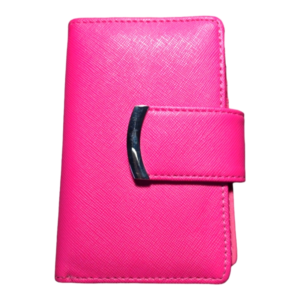 Pink Man Made Material Womens Wallet Billfold Accessory with Buckle and Snap - Picture 1 of 13